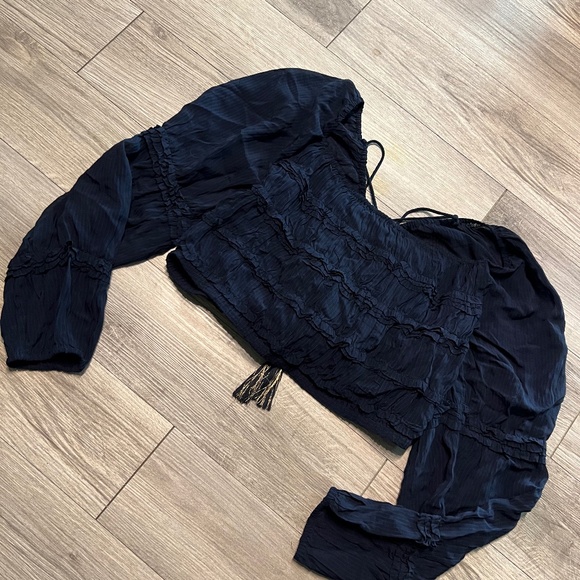 Idyllwind navy blue peasant blouse NWT - Picture 1 of 10